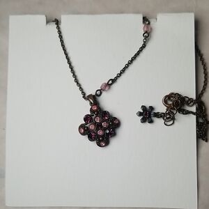 Copper Tone Avon Pink And Purple Necklace